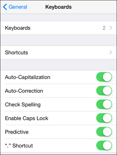 Настройки клавиатуры: автокоррекция, автоматическая капитализация и проверка орфографии