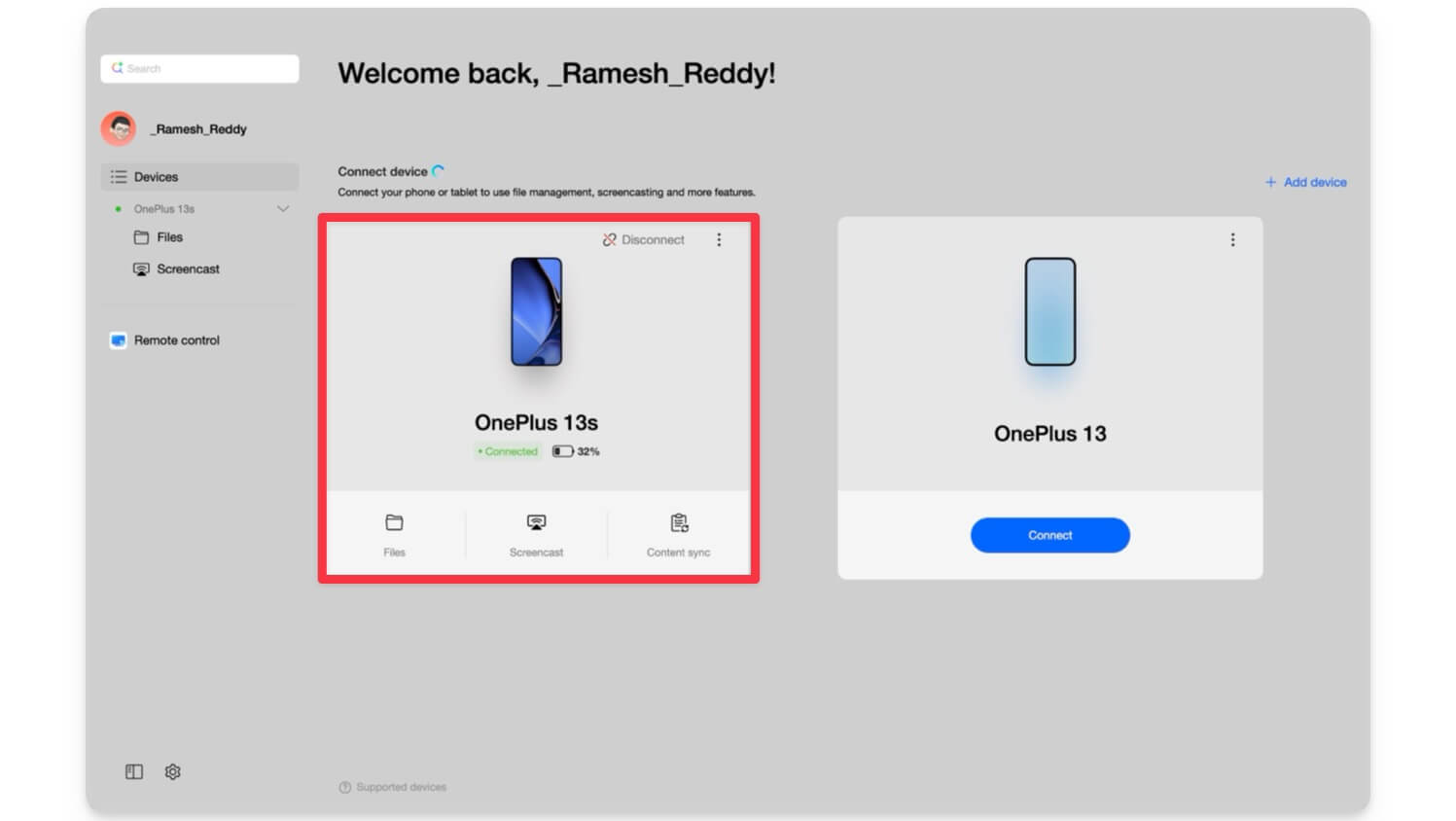 device connected status