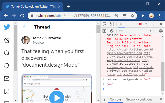 Редактирование содержимого страницы в режиме designMode