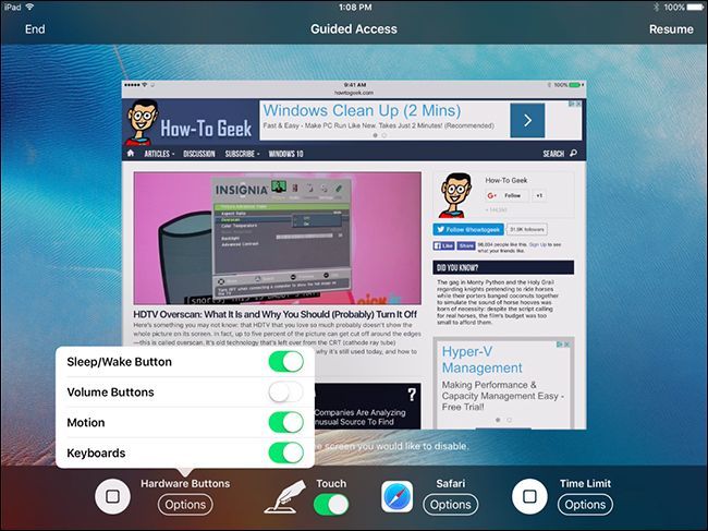Запуск Guided Access через тройное нажатие Home