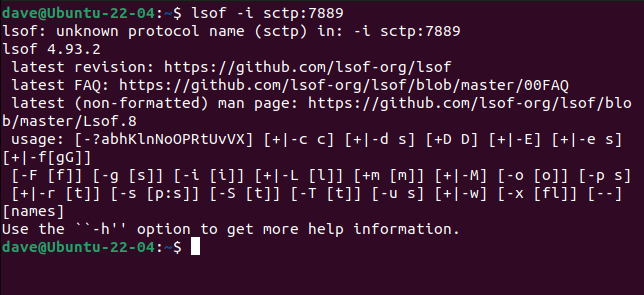 lsof не отображает SCTP-сокеты