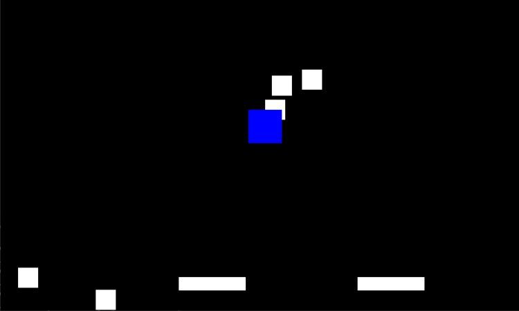 несколько случайно движущихся объектов с игроком и платформой