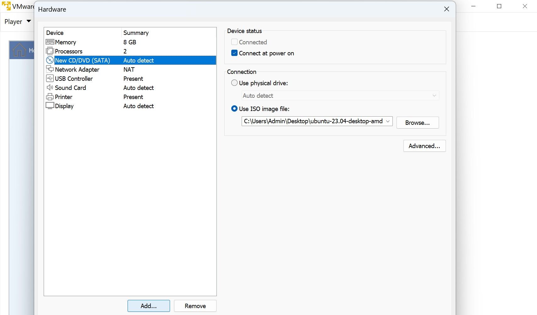 Selecting Ubuntu ISO image