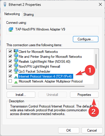 Свойства IPv4 — установка DNS вручную