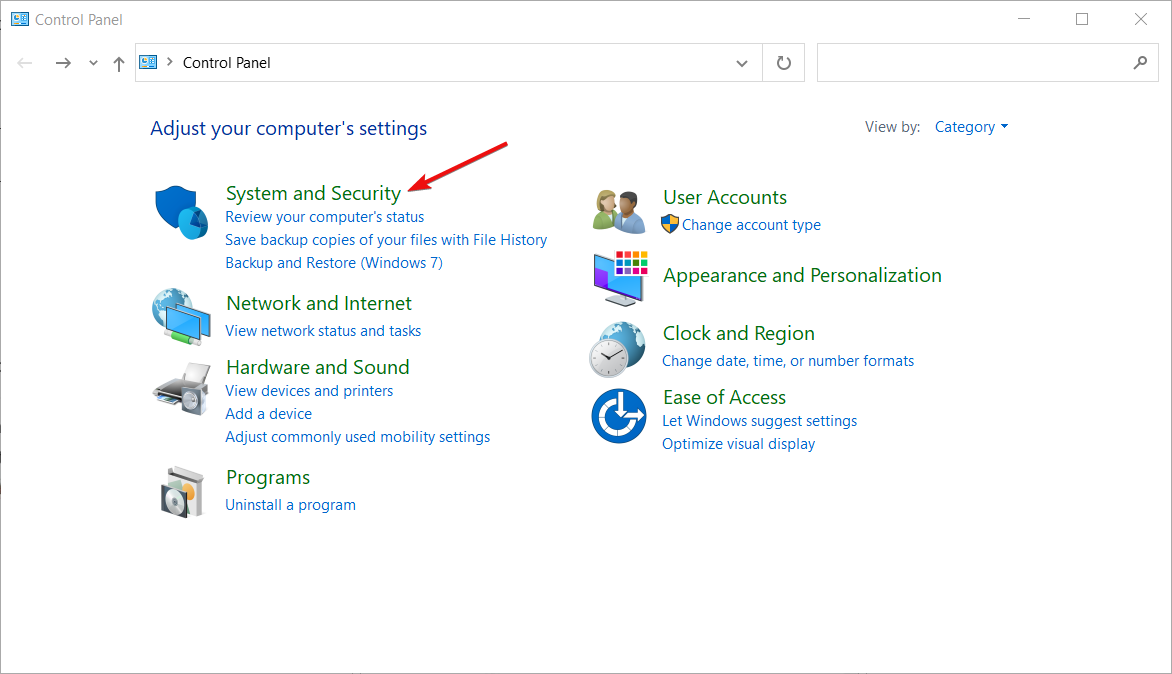 Скриншот: раздел Система и безопасность в Панели управления