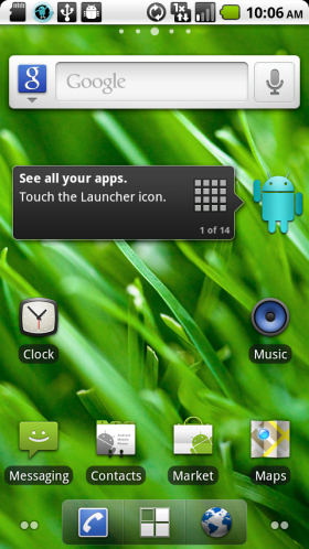 Скриншот: стандартный рабочий стол Android после сброса