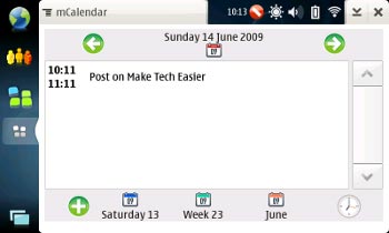 Вид календаря в mCalendar