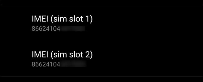 Экран Состояние в настройках OnePlus с показанным IMEI