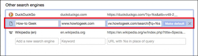 Добавление пользовательской поисковой системы с параметром %s