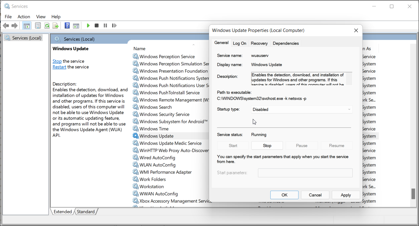 диспетчер служб Windows 11