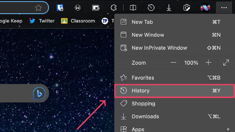 edge history settings
