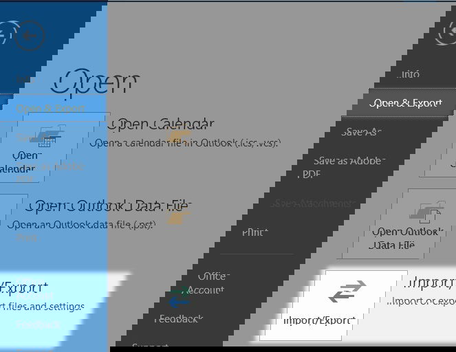 Мастер импорта/экспорта Outlook — старт