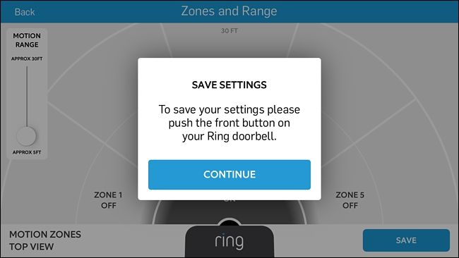 Подтверждение изменений: нажмите кнопку на Ring для сохранения