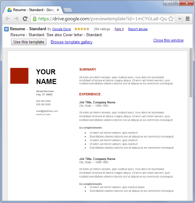Modelos gratuitos de currículo no Google Docs
