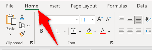 Выберите вкладку «Главная».