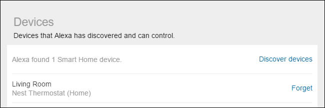 Список обнаруженных устройств с термостатом Nest