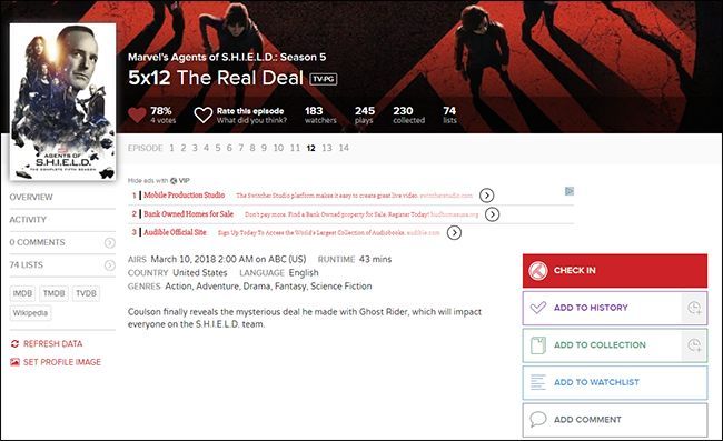 Управление историей просмотров и кнопка добавления в историю
