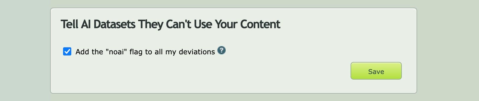 Скриншот флага noai в настройках DeviantArt