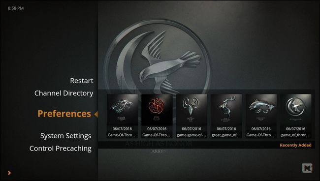 Раздел Screensaver в навигации меню