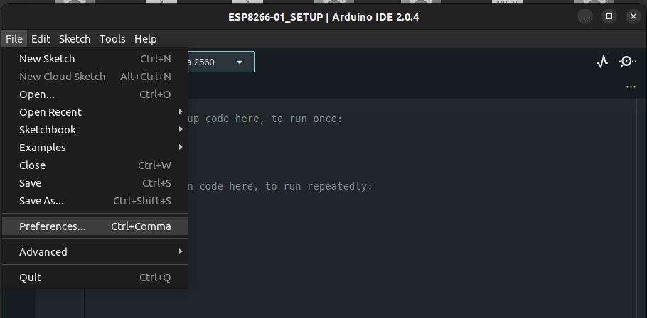 Preferences navigation on Arduino IDE