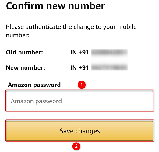 Введите пароль Amazon и нажмите «Сохранить изменения» для завершения процесса.