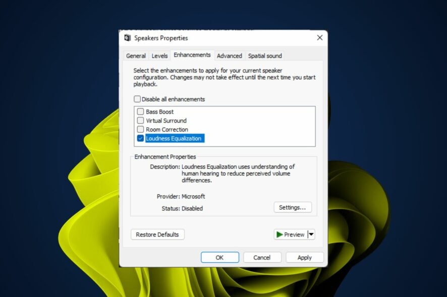 Нормализация громкости в Windows 11