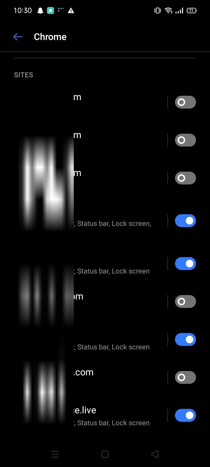 Отключить тумблеры рядом с нежелательными сайтами в Chrome