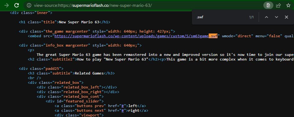 Поиск SWF в исходном коде страницы