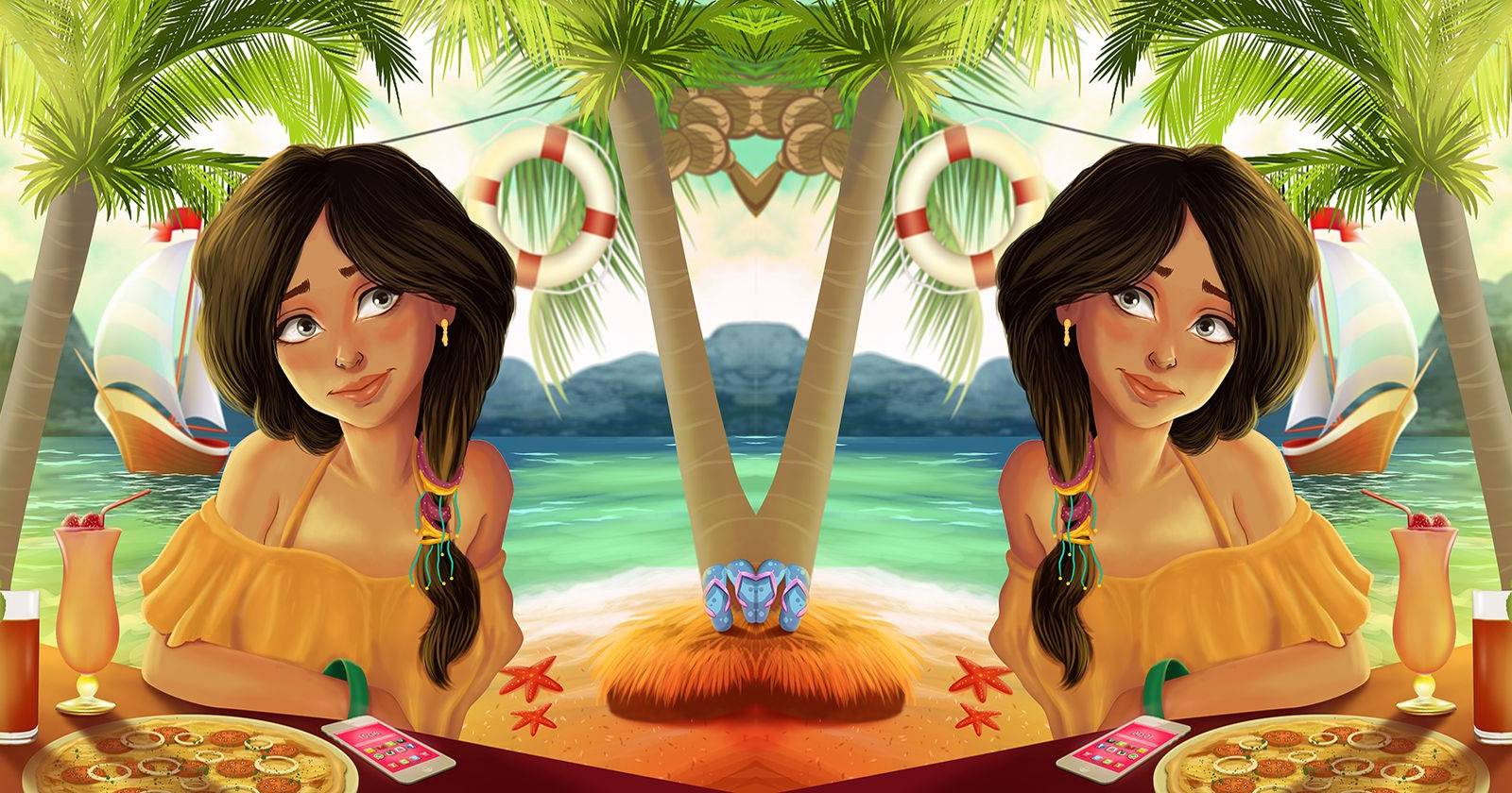 Картина острова с мягкими тонами