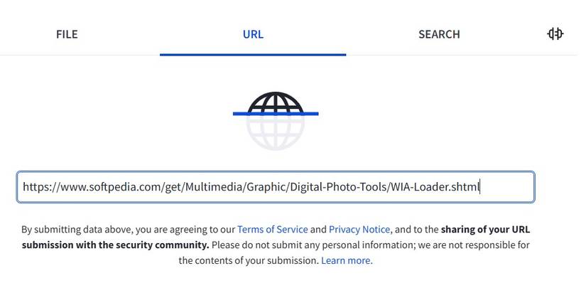 Сканирование URL в инструменте VirusTotal.