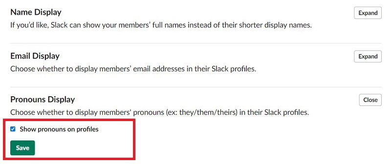 Включить показ местоимений в Slack
