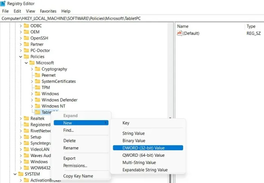 DWORD (32-bit) value