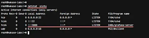 Проверка порта 3000 в состоянии LISTEN