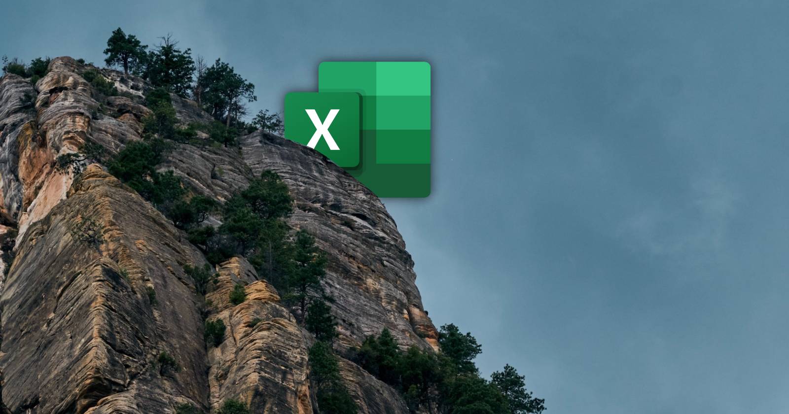 Логотип Microsoft Excel на краю обрыва, символизирующий работу с таблицами и обрезку данных.