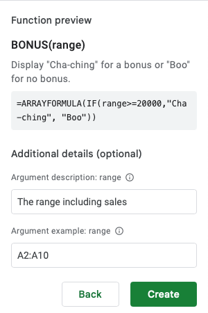 Function Preview in the sidebar