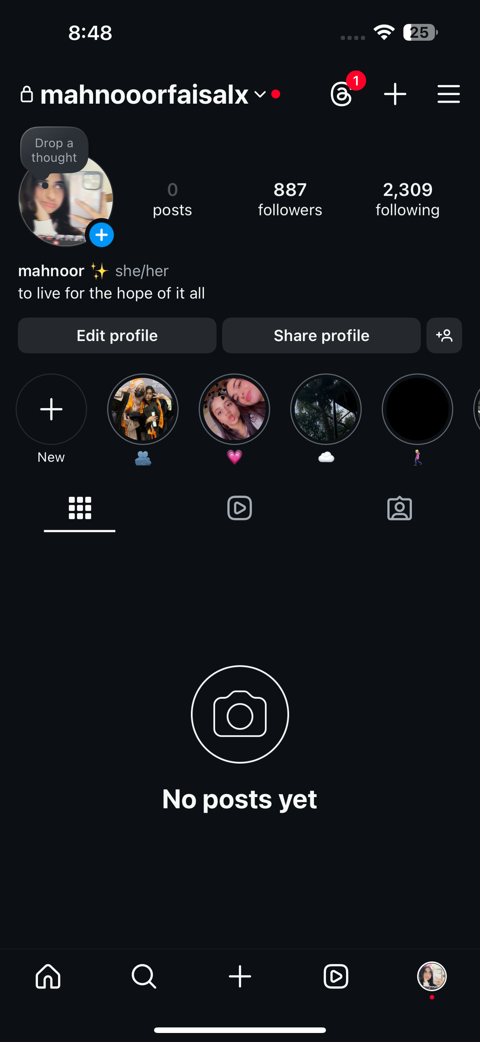 Instagram profile on an iPhone screen