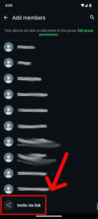 그룹 초대 링크 생성 화면