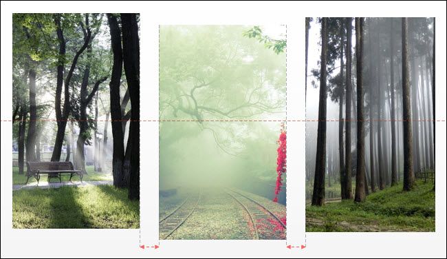 Появившаяся направляющая при перетаскивании объекта