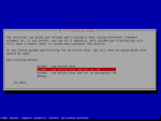 Выбор схемы разметки диска с LVM