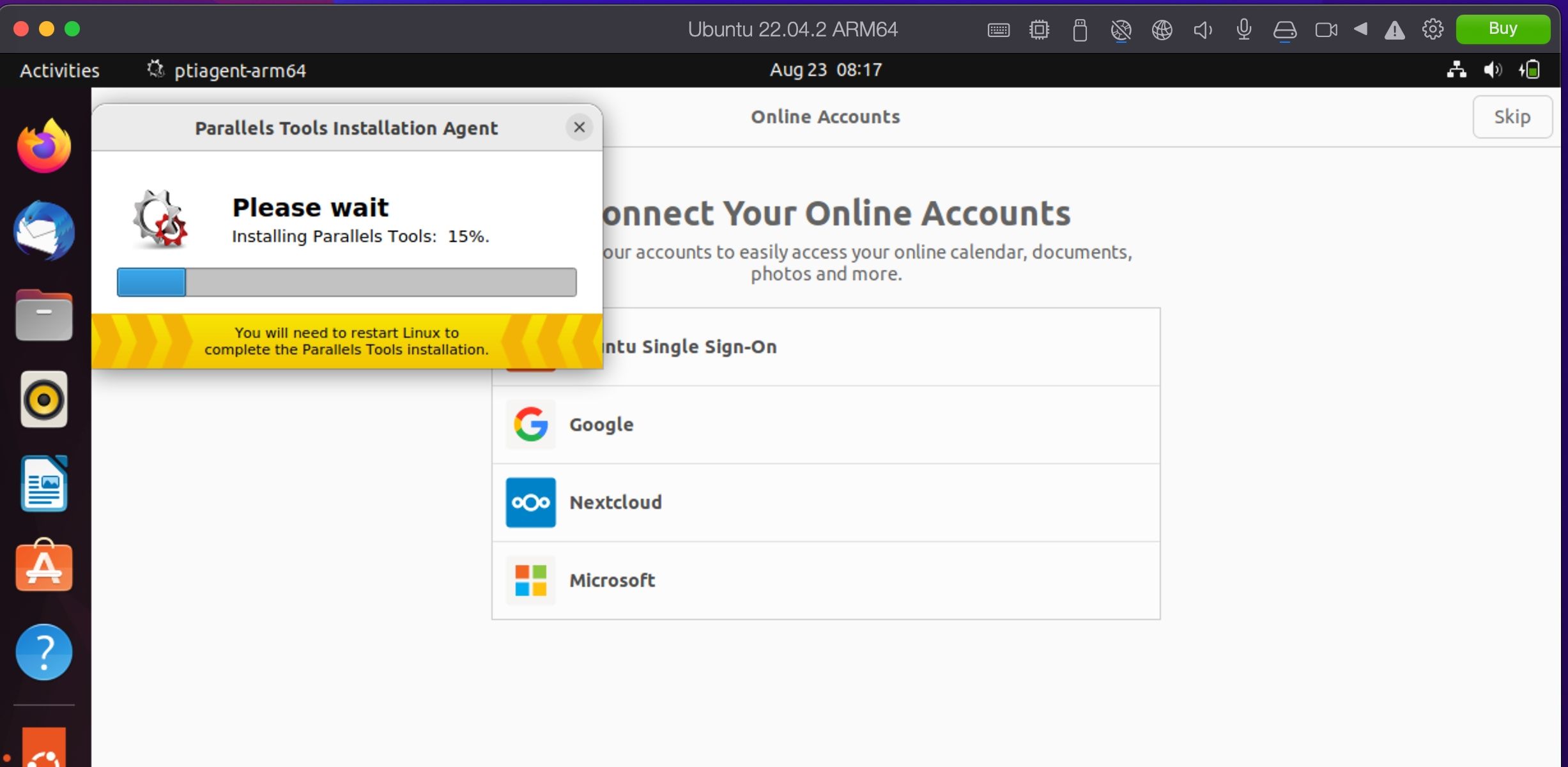 Installing Parallels Tools in Ubuntu VM