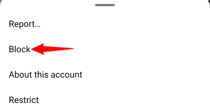 Выберите «Заблокировать».