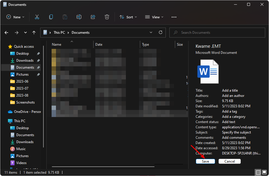 Сохранение тегов в панели сведений