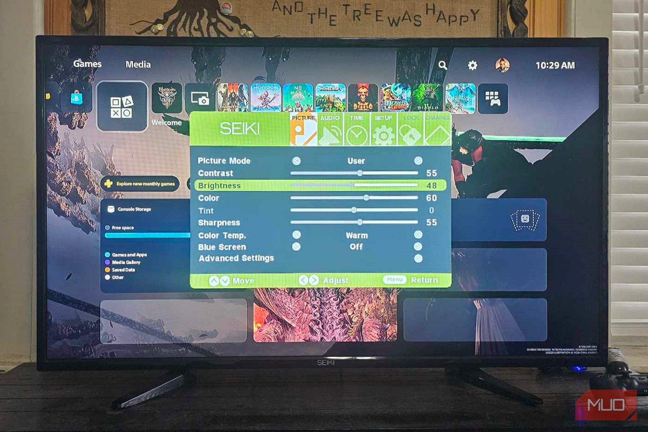 регулировка яркости на Smart TV