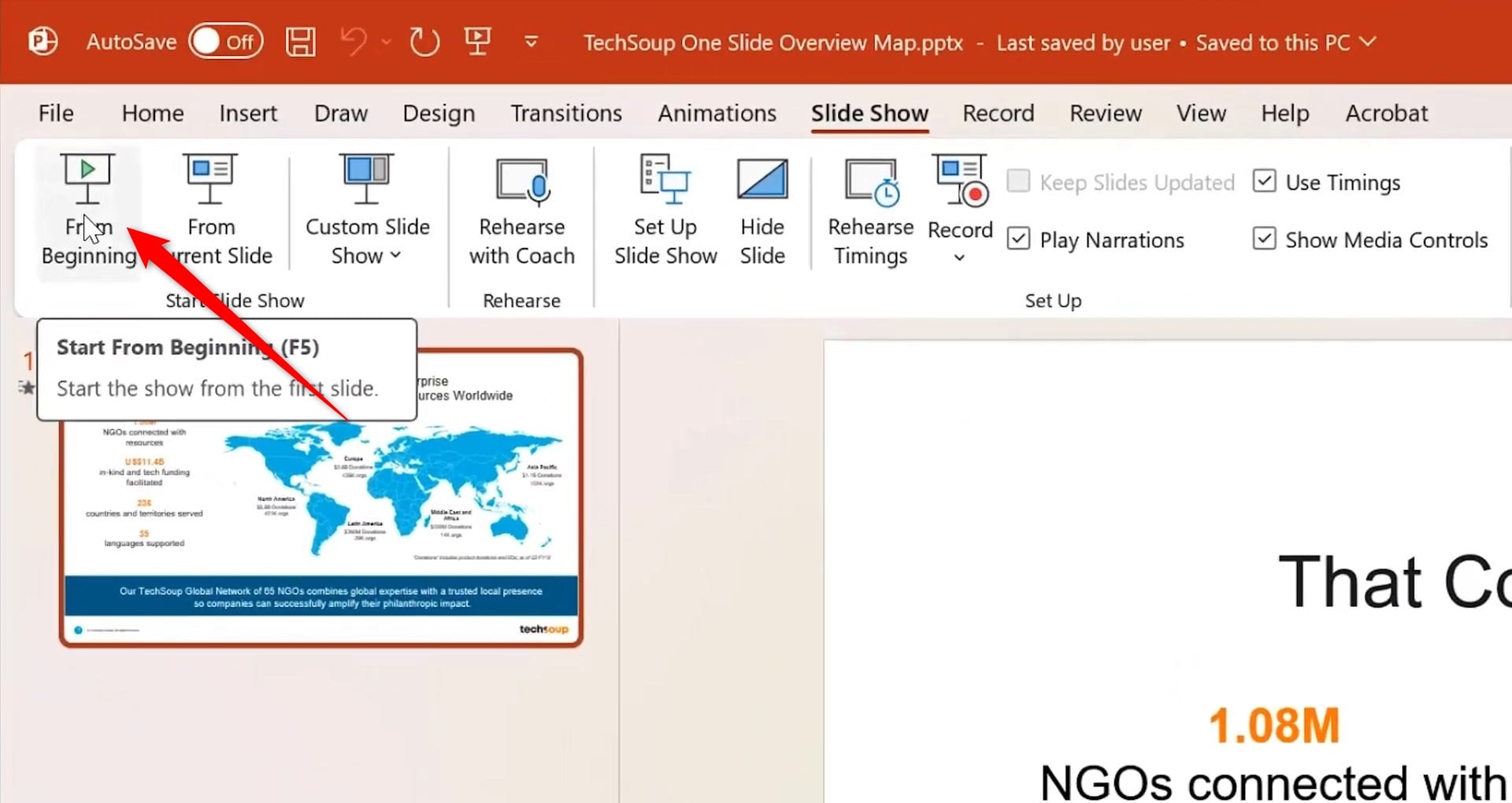 Запуск показа слайдов с субтитрами
