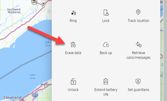 Инструмент «Стереть» удаляет все данные с устройства.