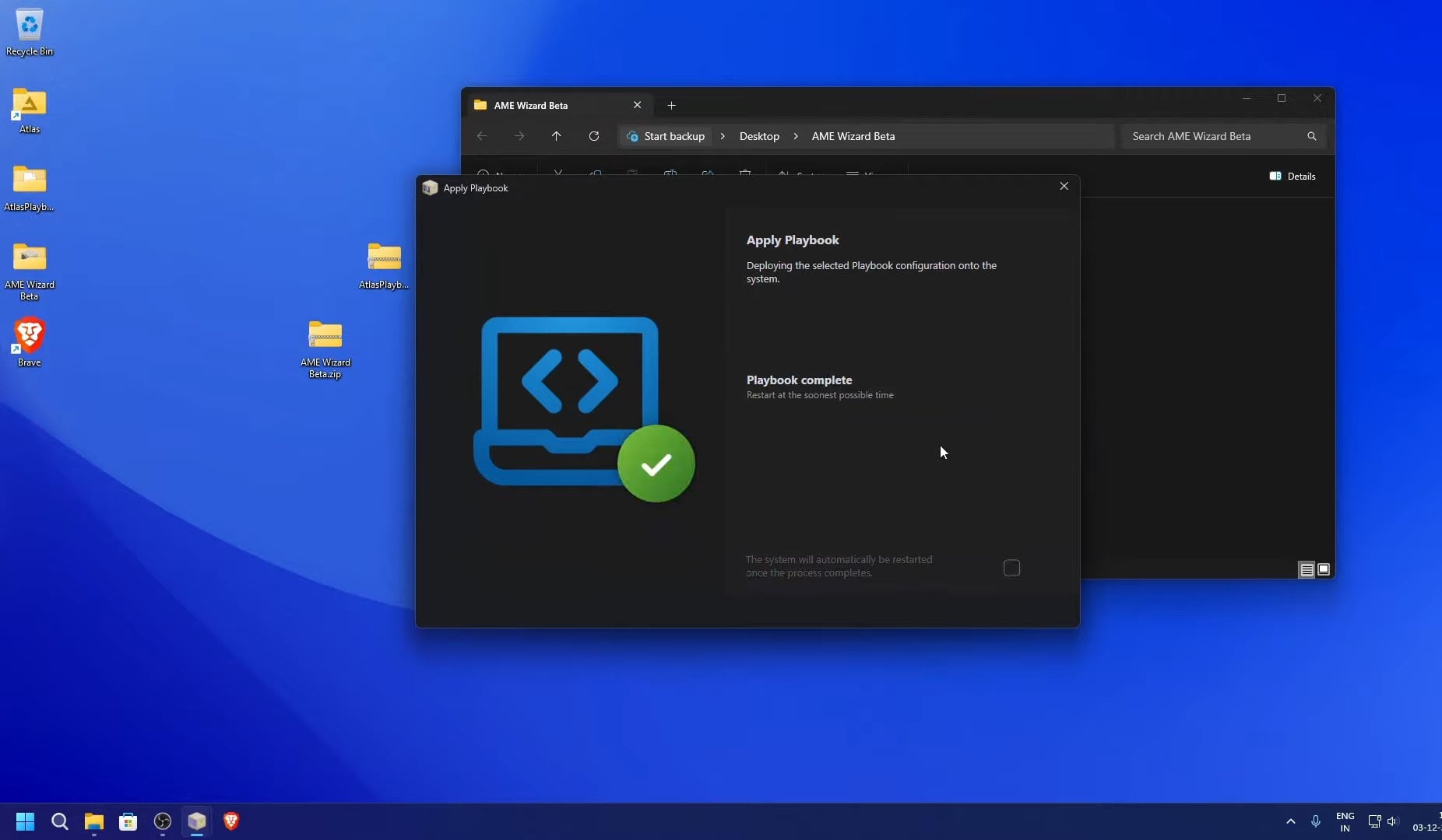 Atlas OS установлен на Windows 11