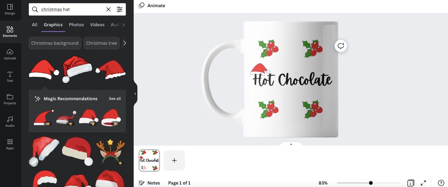 Добавление элементов и текста в дизайн кружки