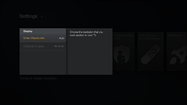 Опция Авто для видеоразрешения на Fire TV