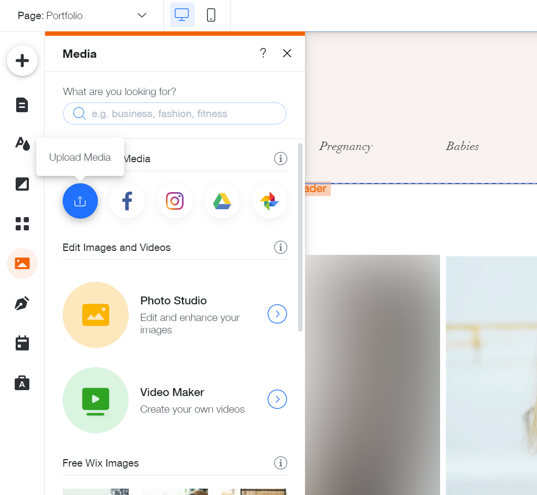 Загрузка медиафайлов в Wix