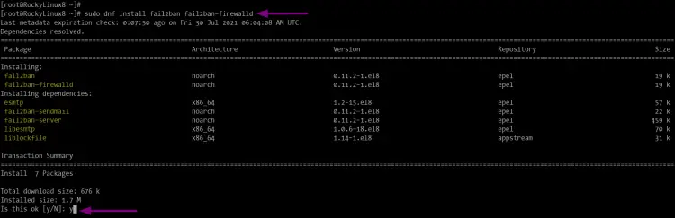 Установка fail2ban и fail2ban-firewalld